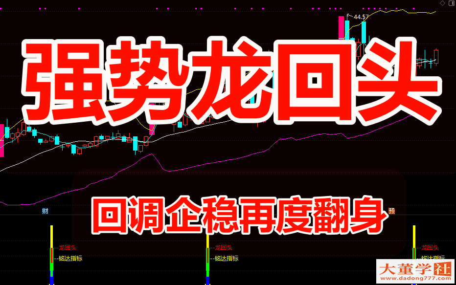 拉升回调企稳 抓再度翻身向上机会【强势龙回头】副图/选股 捕捉强势股回调到位