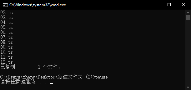 一条windows指令合并ts文件