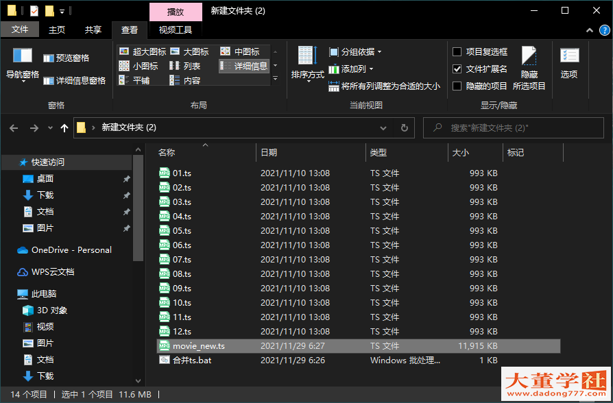 一条windows指令合并ts文件