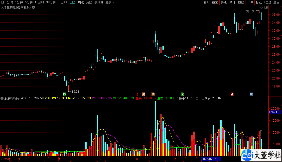 通达信强势股和潜在强势股只要看十天换手源码大董学社