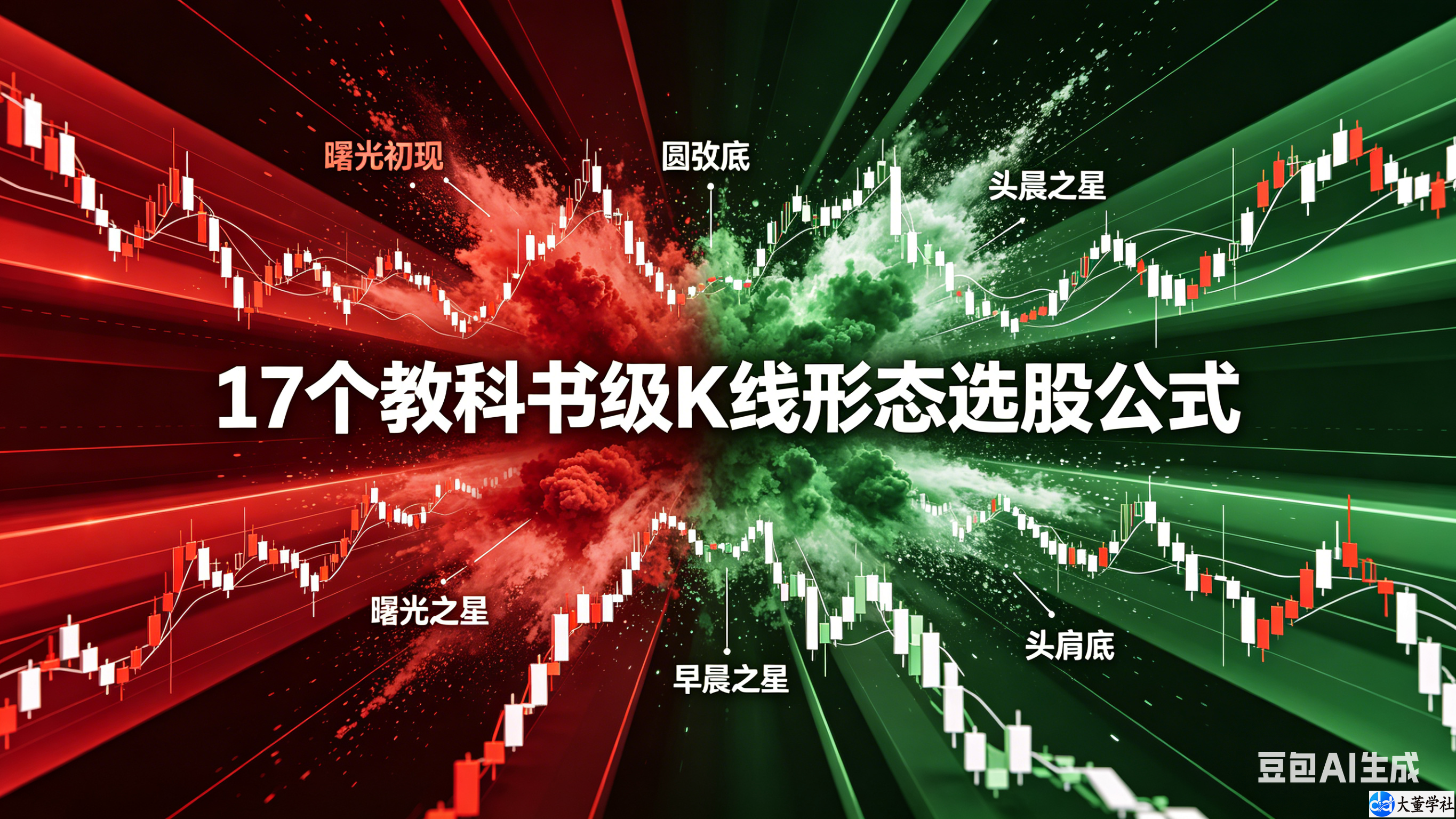 曙光初现、圆弧底、早晨之星、头肩底等17个教科书级K线形态选股公式