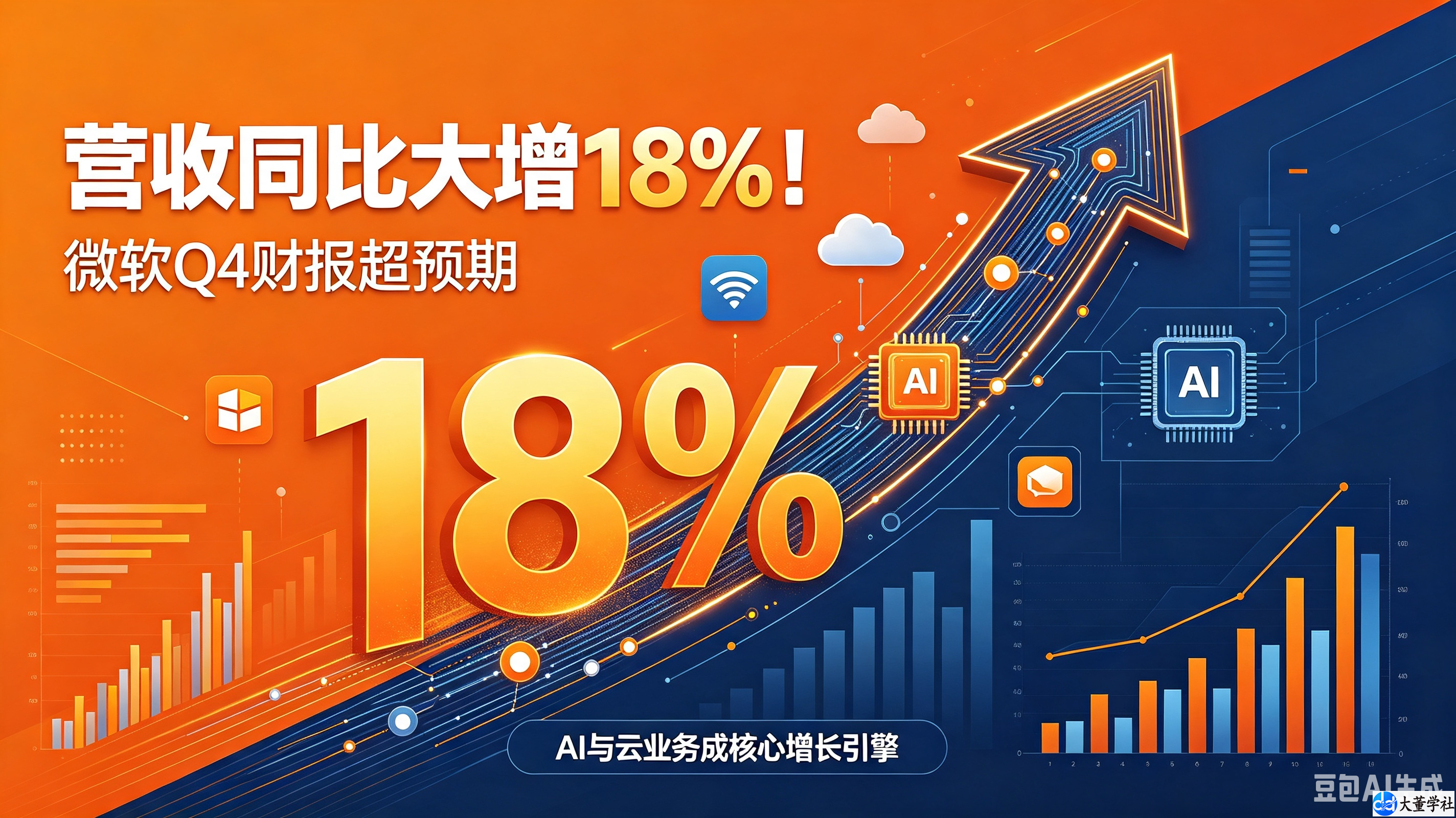 营收同比大增18%！微软Q4财报超预期，AI与云业务成核心增长引擎