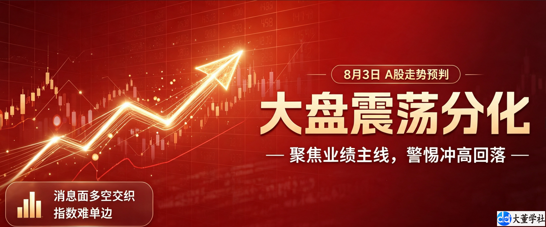 8 月 3 日 A 股大盘走势前瞻：震荡分化为主，指数难单边，聚焦业绩主线
